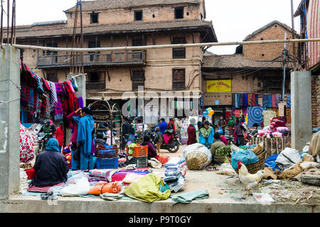 Outdoor markets in Bhaktapur near Taumadhi Chowk, Nepal Stock Photo