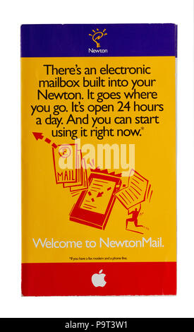 Front cover of a leaflet describing electronic mailbox for Apple’s Newton. This was in the 1990s, before email was in common use Stock Photo