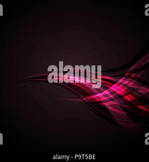 Abstract waves pink on a dark background Stock Vector