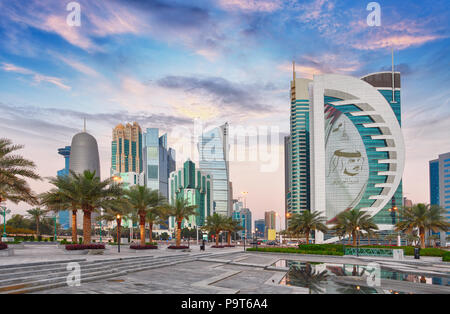 DOHA, QATAR - MARCH 9, 2018: Doha West Bay view from Sheraton Park, Doha, Qatar, Middle East. Stock Photo