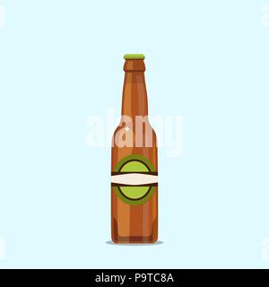 Attractive beer bottle on a blue background. Vector illustration Stock Vector