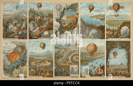334 Collecting cards with pictures of events in ballooning history from 1783 to 1883 LCCN2002717348 Stock Photo