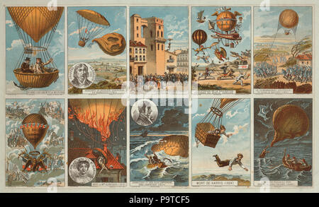 334 Collecting cards with pictures of events in ballooning history from 1795 to 1846 LCCN2002717347 Stock Photo