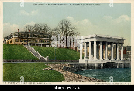 349 Copyrighted and Published by A S Burbank, Plymouth Rock House, Cole's Hill, Portico over Plymouth... (NBY 22456) Stock Photo