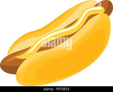 Icon of Hot Dog with mustard - fast food concept Stock Vector