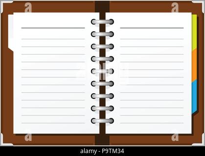 Open spiral diary or notepad - double-page spread Stock Vector