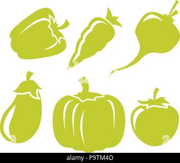 Beetroot, eggplant tomato and other vegetable icons Stock Vector