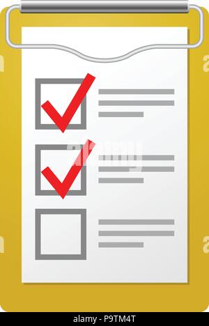Clipboard with attached checklist - inspection symbol Stock Vector