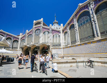 Mercado Central or Mercat Central is a public market located in central Valencia, Spain, and a prime example of Valencian Art Nouveau Stock Photo