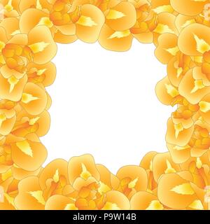 Orange Iris Flower Border. Vector Illustration. Stock Vector