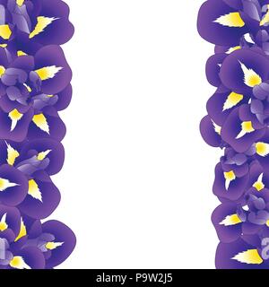Dark Blue Purple Iris Flower Border. Vector Illustration. Stock Vector
