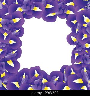 Dark Blue Purple Iris Flower Border. Vector Illustration. Stock Vector