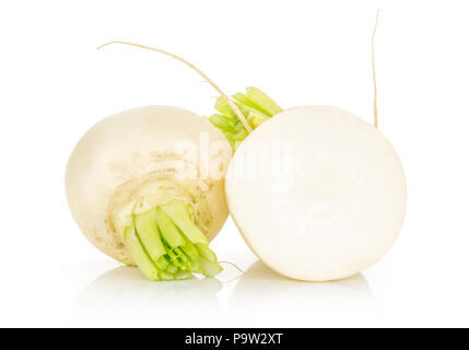 White radish one bulb and section half isolated on white background Stock Photo