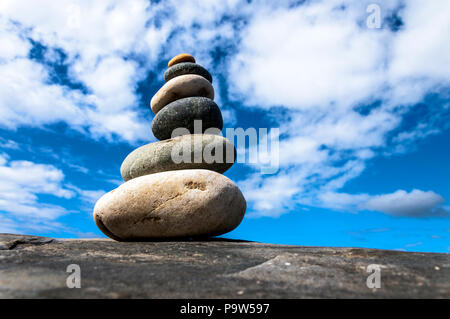 Rock piles or stacks on a beach Stock Photo