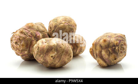 Jerusalem artichokes isolated on white background sweet crisp topinambur Stock Photo