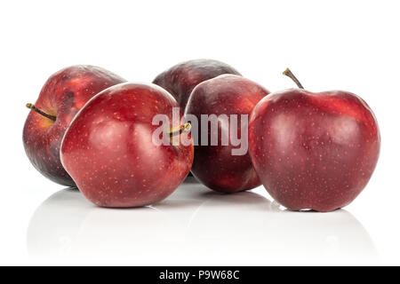 Five red delicious apples isolated on white background Stock Photo