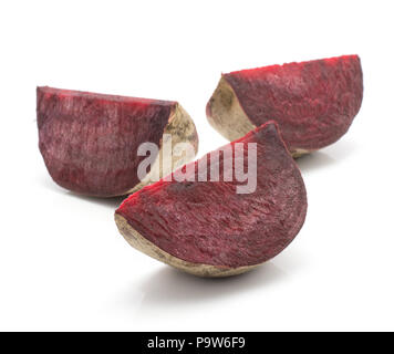 Three beetroot slices (raw red beet) isolated on white background Stock Photo