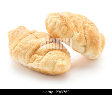 Two baked croissants or cornetto isolated on white background Stock Photo