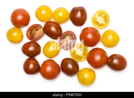 Grape cherry tomatoes mix collection top view isolated on white background Stock Photo