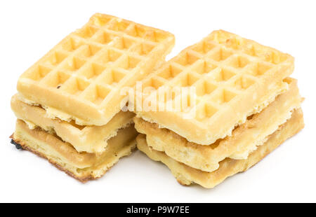 Traditional waffle (Belgian) isolated on white background six sweet delicate and airy Stock Photo