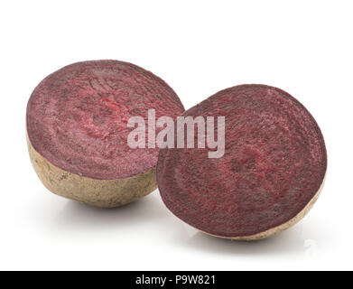 Beetroot (raw red beet) isolated on white background one bulb cut in half Stock Photo