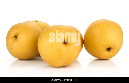 Chinese golden pears set Nashi variety isolated on white background Stock Photo