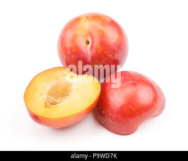 Download Fresh Red Plums With One Sliced Open To Reveal The Succulent Yellow Stock Photo Alamy Yellowimages Mockups