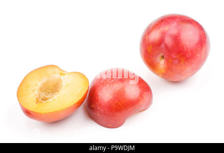 Download Fresh Red Plums With One Sliced Open To Reveal The Succulent Yellow Stock Photo Alamy PSD Mockup Templates