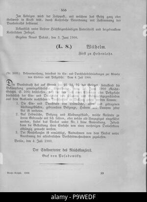 400 Deutsches Reichsgesetzblatt 1900 027 0555 Stock Photo