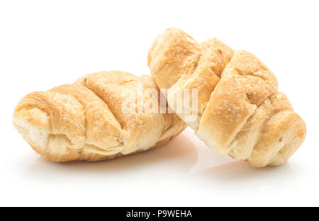 Baked croissants or cornetto isolated on white background two fresh Stock Photo