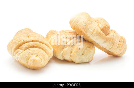 Three croissants or cornetto isolated on white background Stock Photo