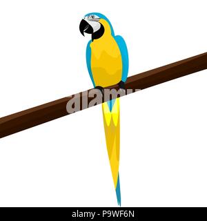 A cute parrot sitting on a branch of a tree Stock Vector