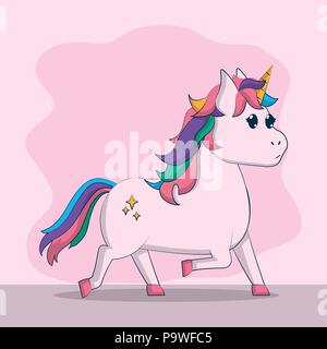 Cute unicorn fantasy cartoon Stock Vector