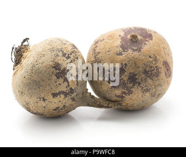 Two beetroot (raw red beet) bulbs isolated on white background Stock Photo