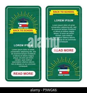 back to school two vertical banners green Stock Vector