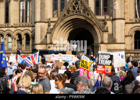 Protest in Manchester against the visit of President trump to the UK in July 2018 Stock Photo