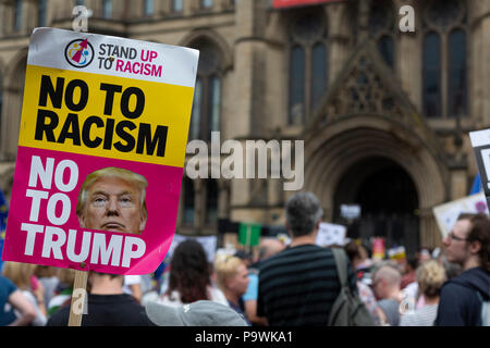 Protest in Manchester against the visit of President Donald Trump to the UK in July 2018 Stock Photo
