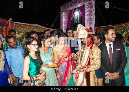 A traditional wedding in a small village in the Indian province. Indie June 2018 Stock Photo