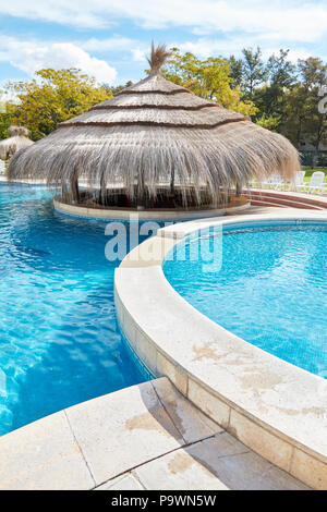 Various swimming pools and a Thai Pavilion in the Wellness Luxury Hotel Stock Photo