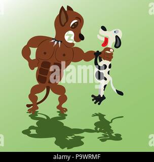 A big dog bullying a small dog Stock Vector