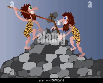 Neolithic prehistoric cave men caveman cavemen cave man walking on ...