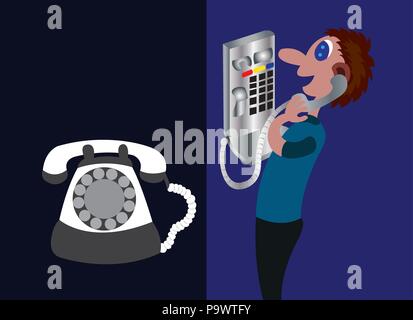 a person uses a phone booth Stock Vector
