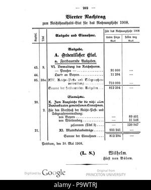 427 Deutsches Reichsgesetzblatt 1908 030 262 Stock Photo