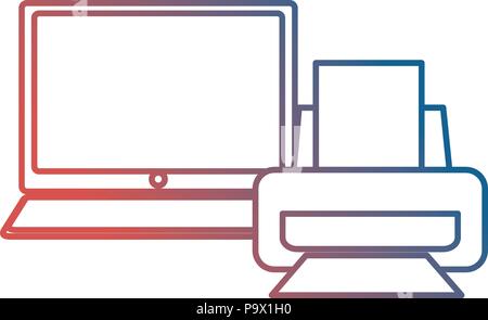 laptop computer with printer vector illustration design Stock Vector