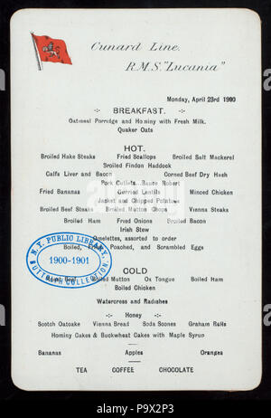 234 BREAKFAST (held by) CUNARD LINE (at) RMS CAMPANIA (SS;) (NYPL Hades ...