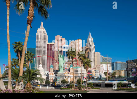 Las Vegas Boulevard, the New York New York Hotel and Casino on the Las Vegas Strip, Nevada, USA Stock Photo