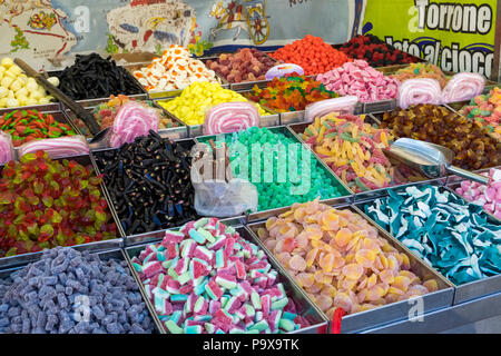 Traditional Sicilian sweets on a market stall in Palermo, Sicily, Italy, Europe Stock Photo