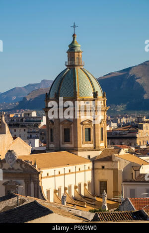 City Skyline of Palermo, Sicily, Italy, Europe, showing the dome of Palermo cathedral Stock Photo