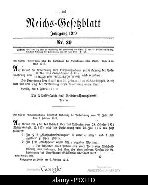 487 Deutsches Reichsgesetzblatt 1919 029 0148 Stock Photo - Alamy