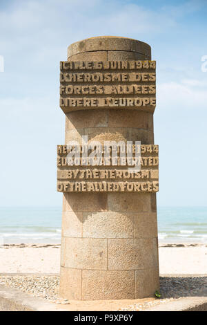 Second World War Two Liberation monument at WW2 Juno Beach, Courseulles-sur-Mer, Normandy, France Stock Photo